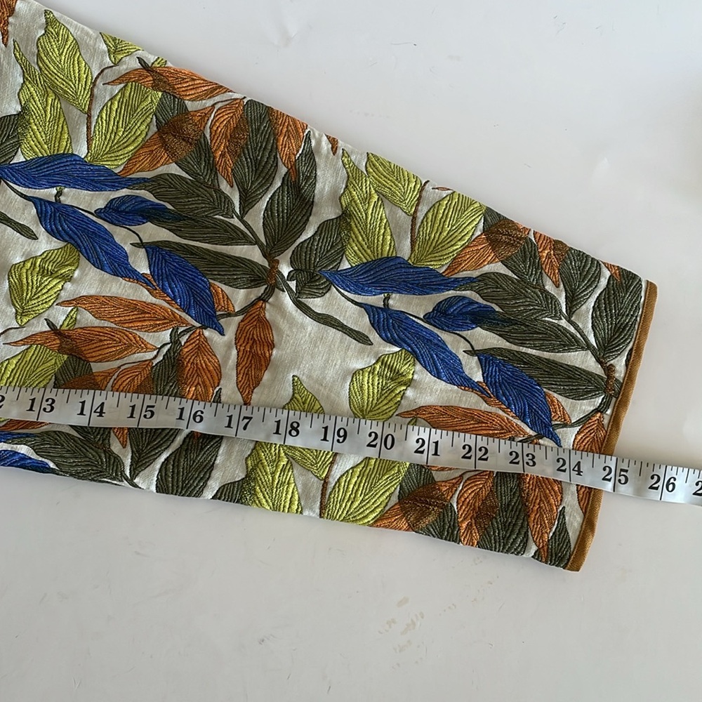 Love Binetti Walk On By Embroidered Leaf Print Boho Crop Tapered Pants size S - Picture 11 of 12